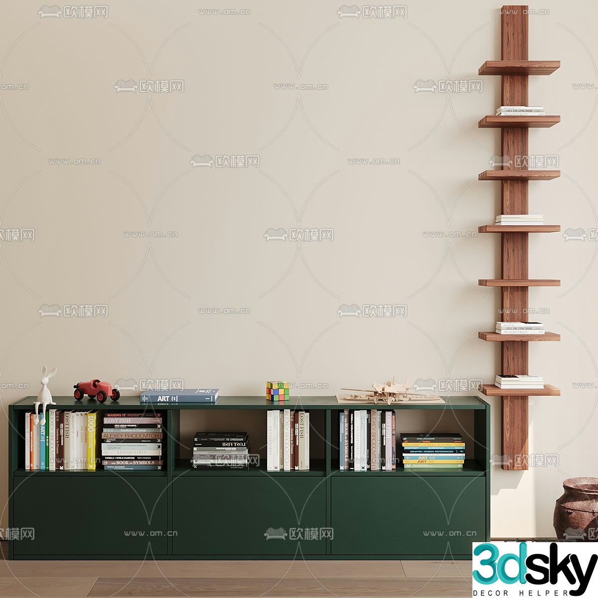 Modern children’s bookcase 3d model