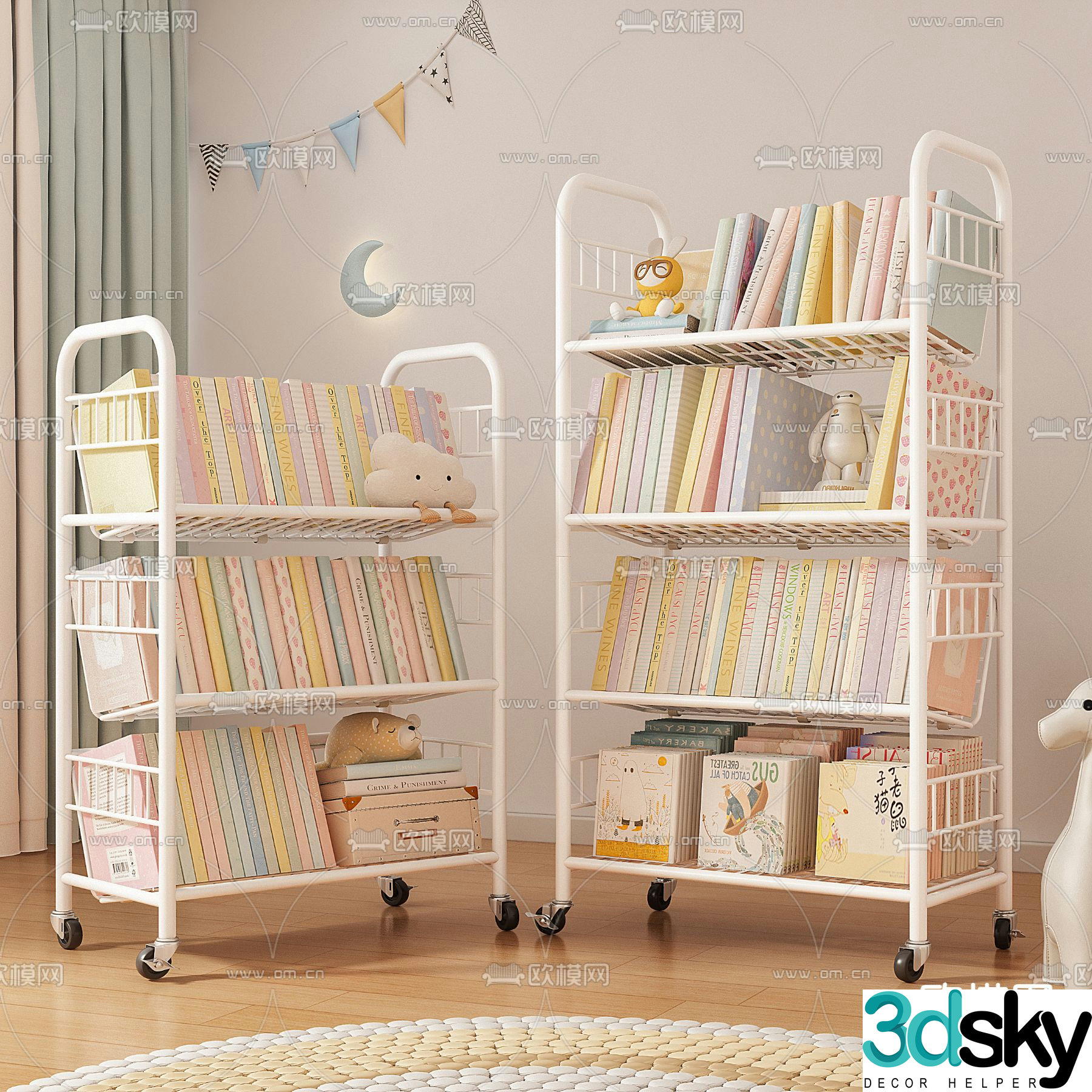 Children’s bookshelf cartoon book toy ornaments 3d model