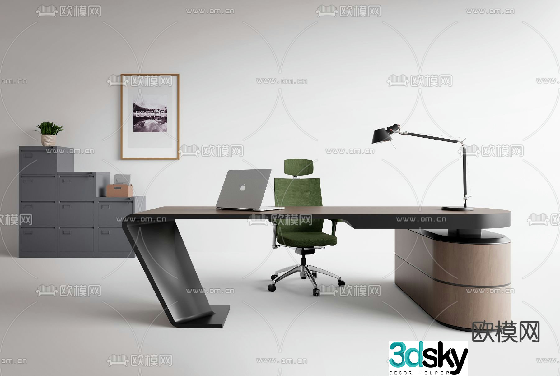 Office desk desk desk supervisor desk boss desk 3D model