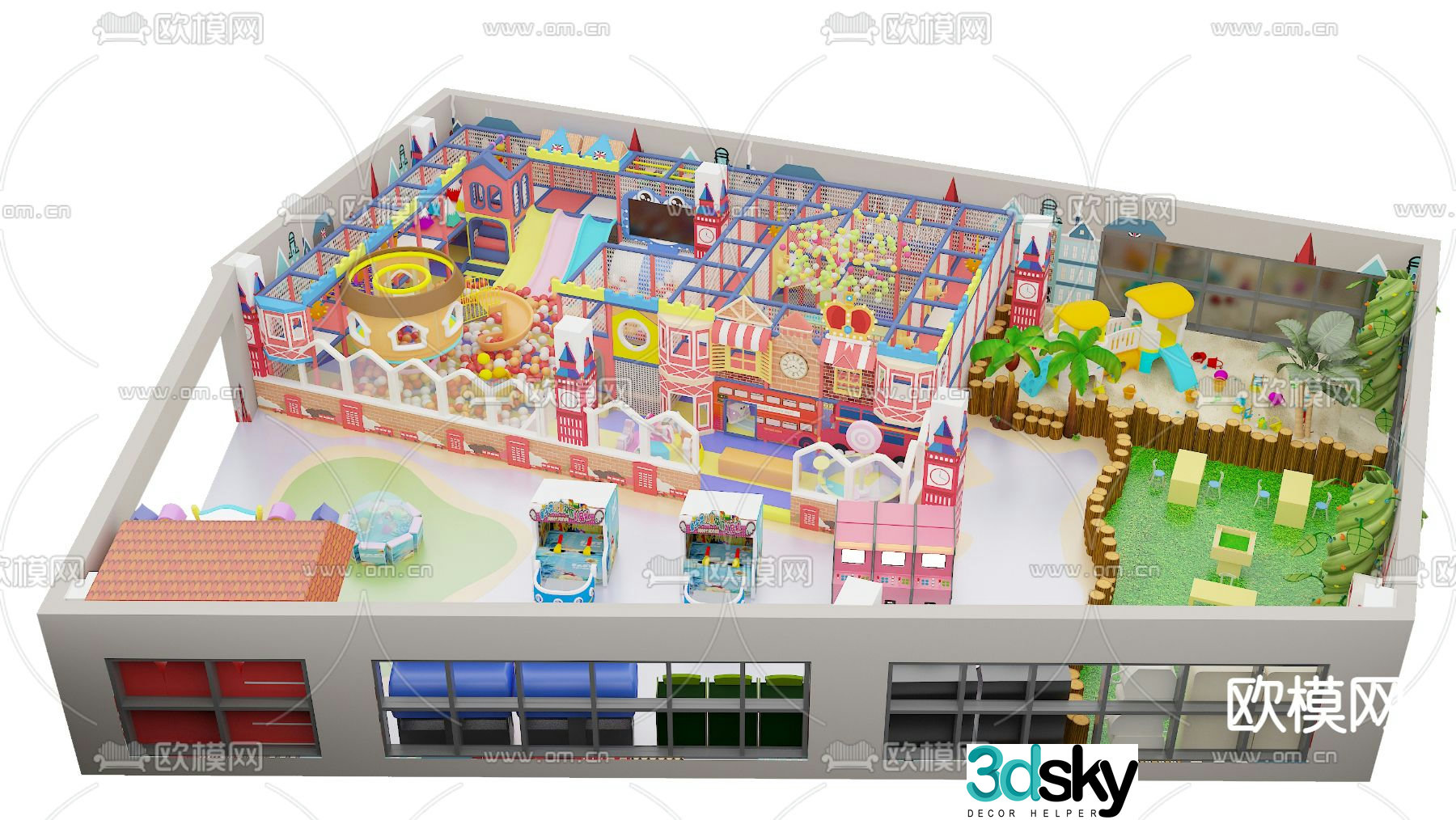 Amusement equipment children's playground ocean pool slide sandpit 3d model