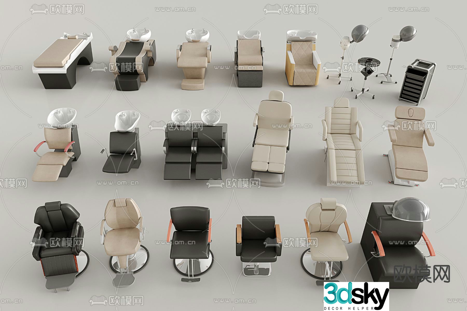 Barber chair, shampoo chair, massage chair, perming chair, hairdressing equipment 3D model