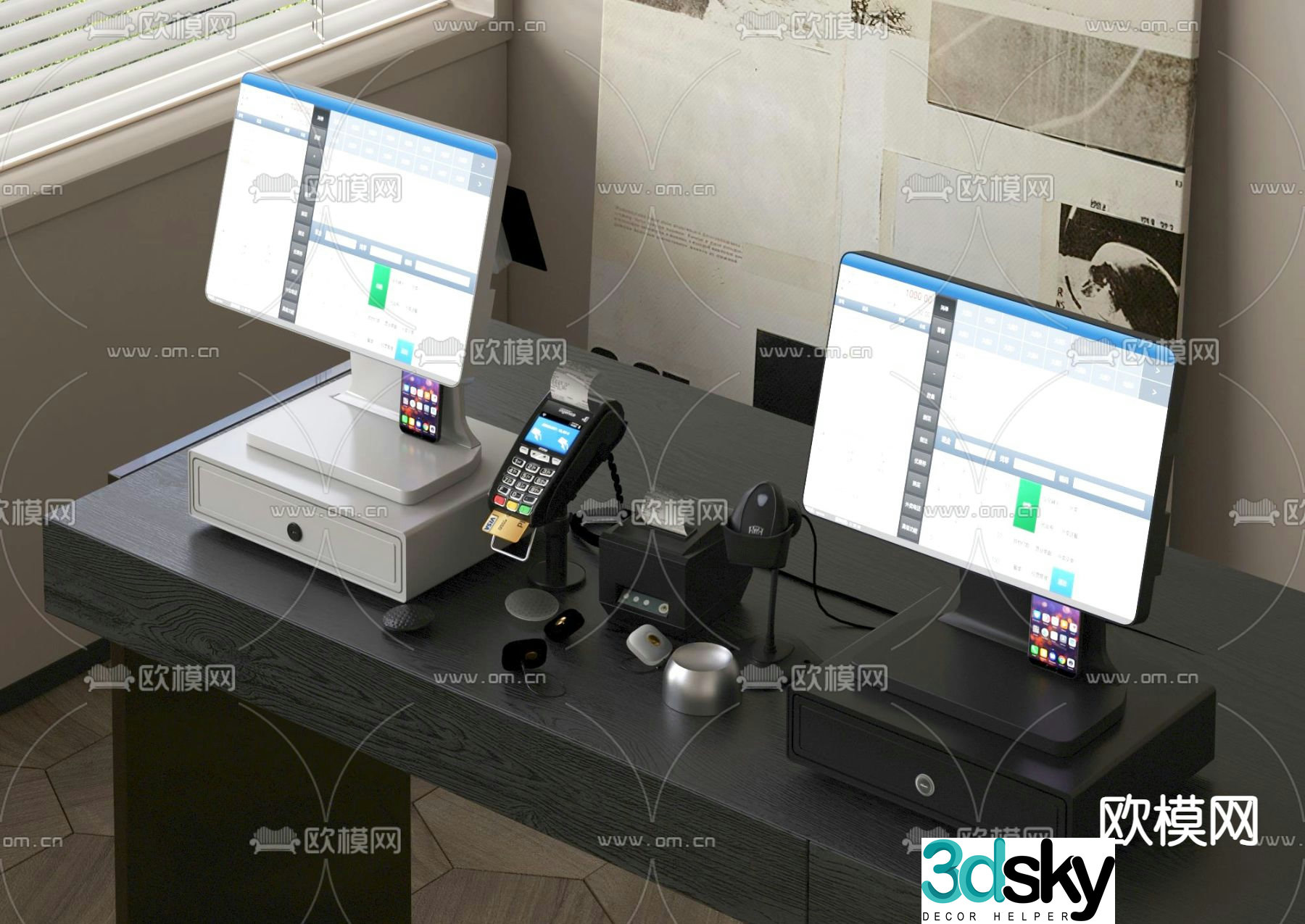 Cash register cashier scanner 3d model