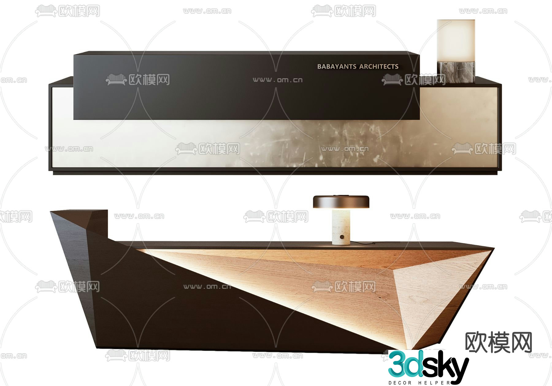 Front desk reception desk service desk information desk 3d model