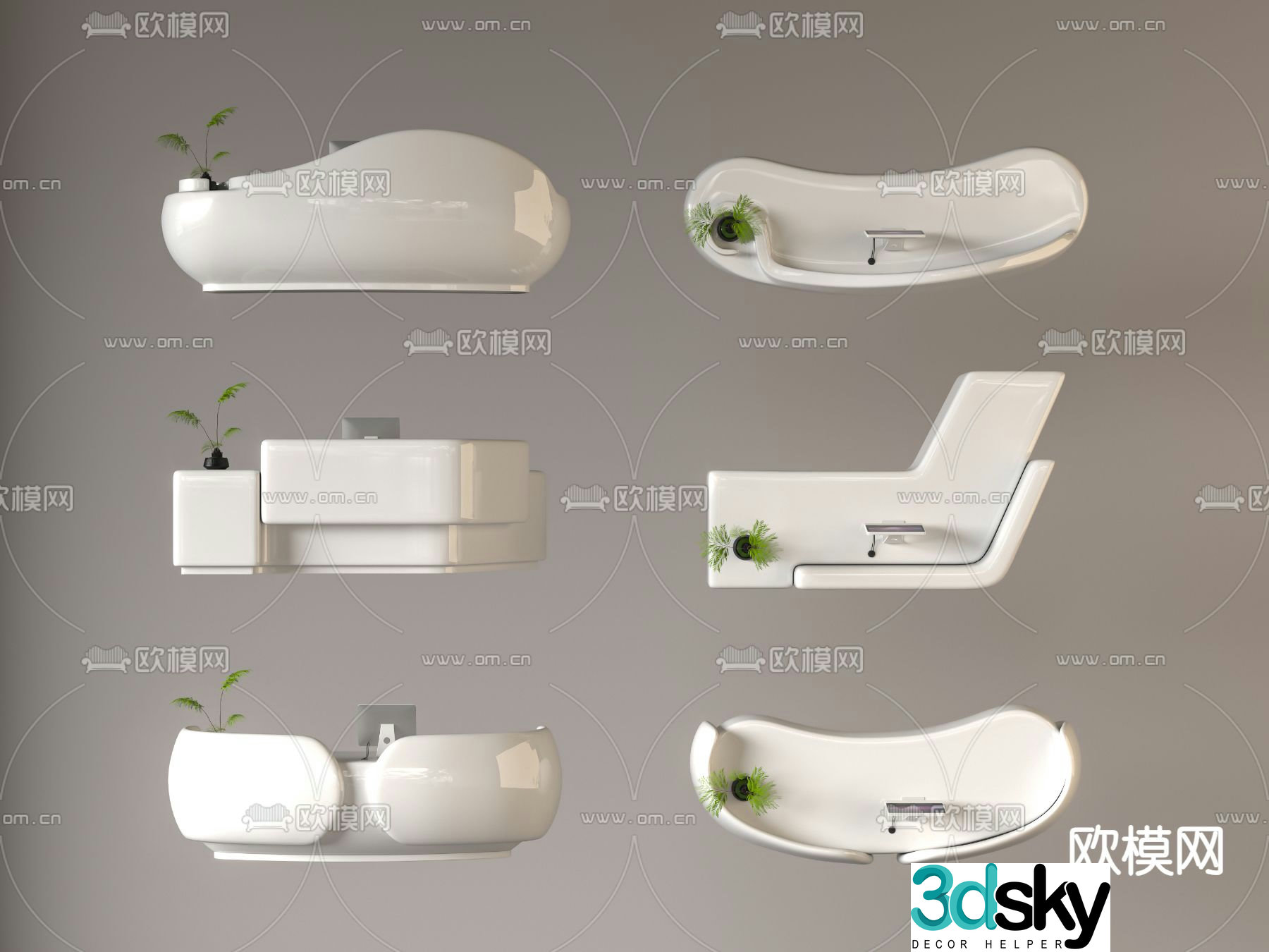 Special-shaped front desk reception desk information desk 3D model