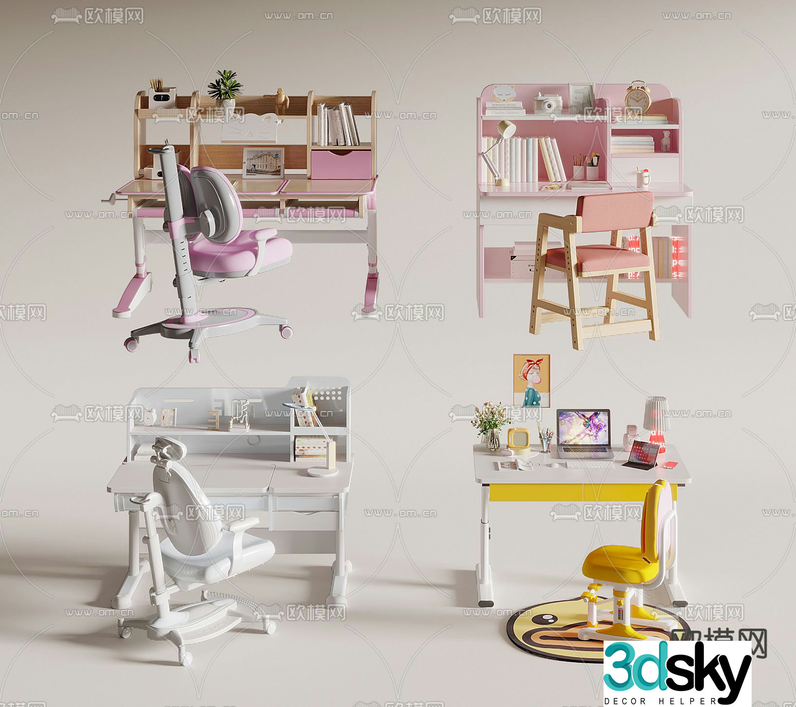 Children’s desk study table 3d model