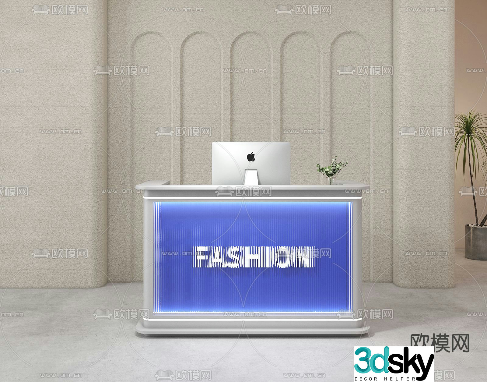 Front desk reception desk service desk information desk 3d model