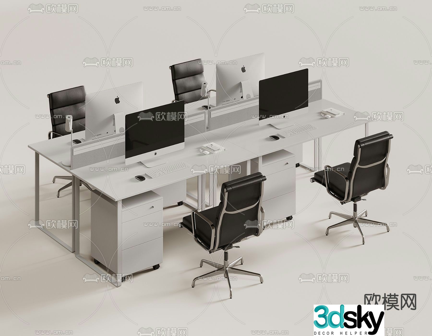 3D model of booth desk workstation and booth area