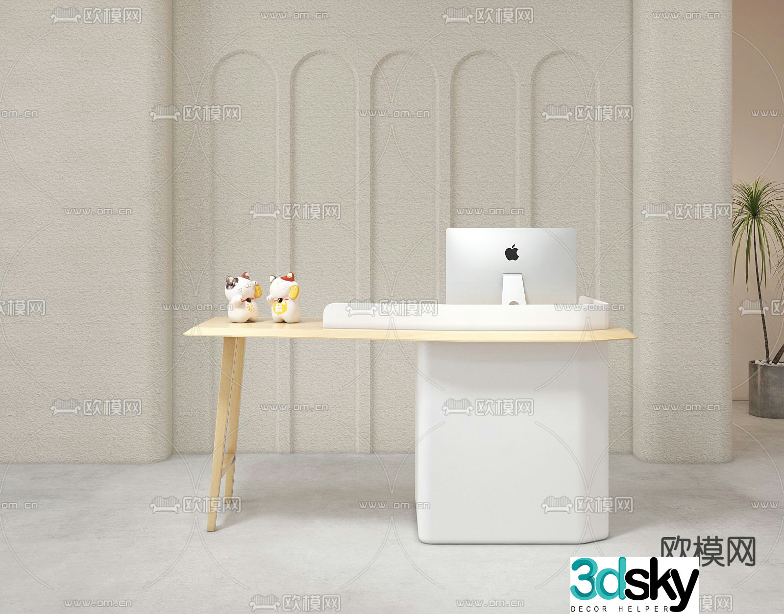 Front desk reception desk cashier 3d model