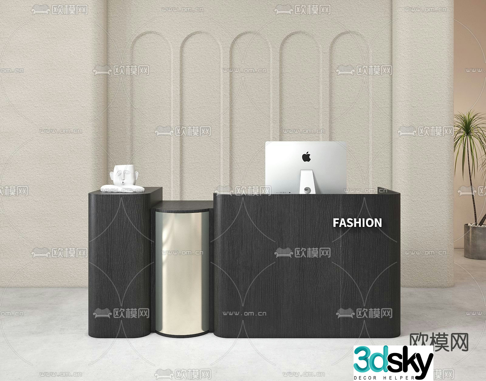 Front desk reception desk service desk information desk 3d model