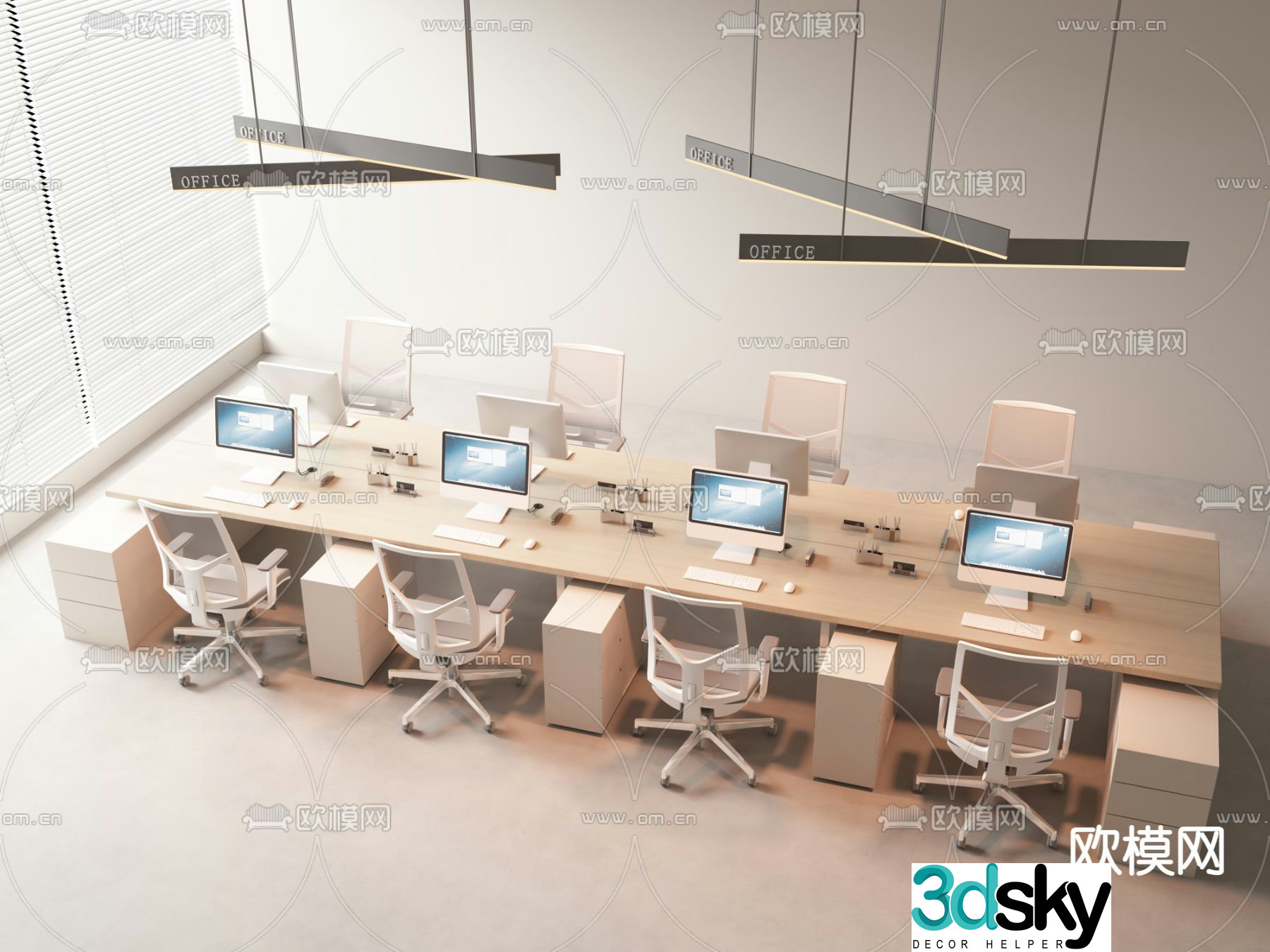 Card space desk work station post 3d model