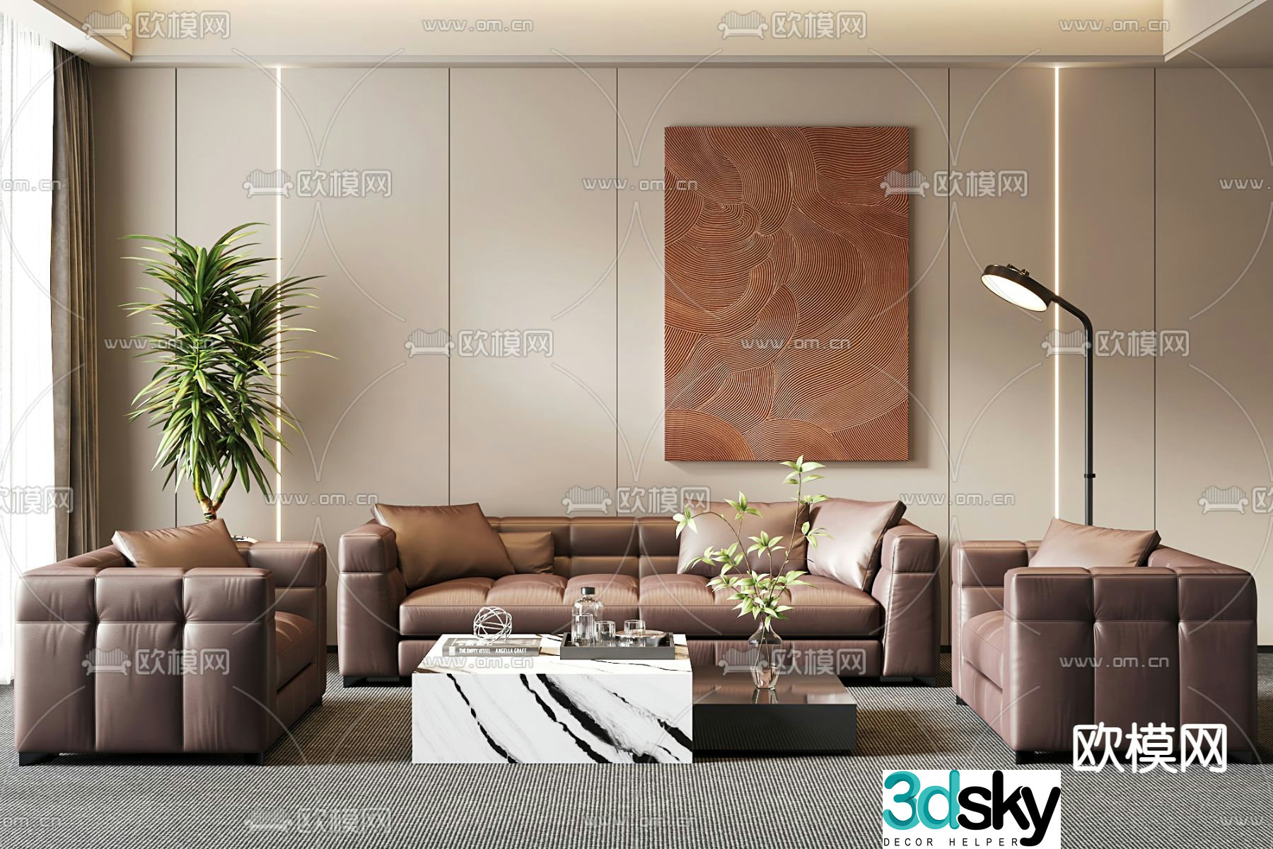Sectional sofa office sofa 3d model