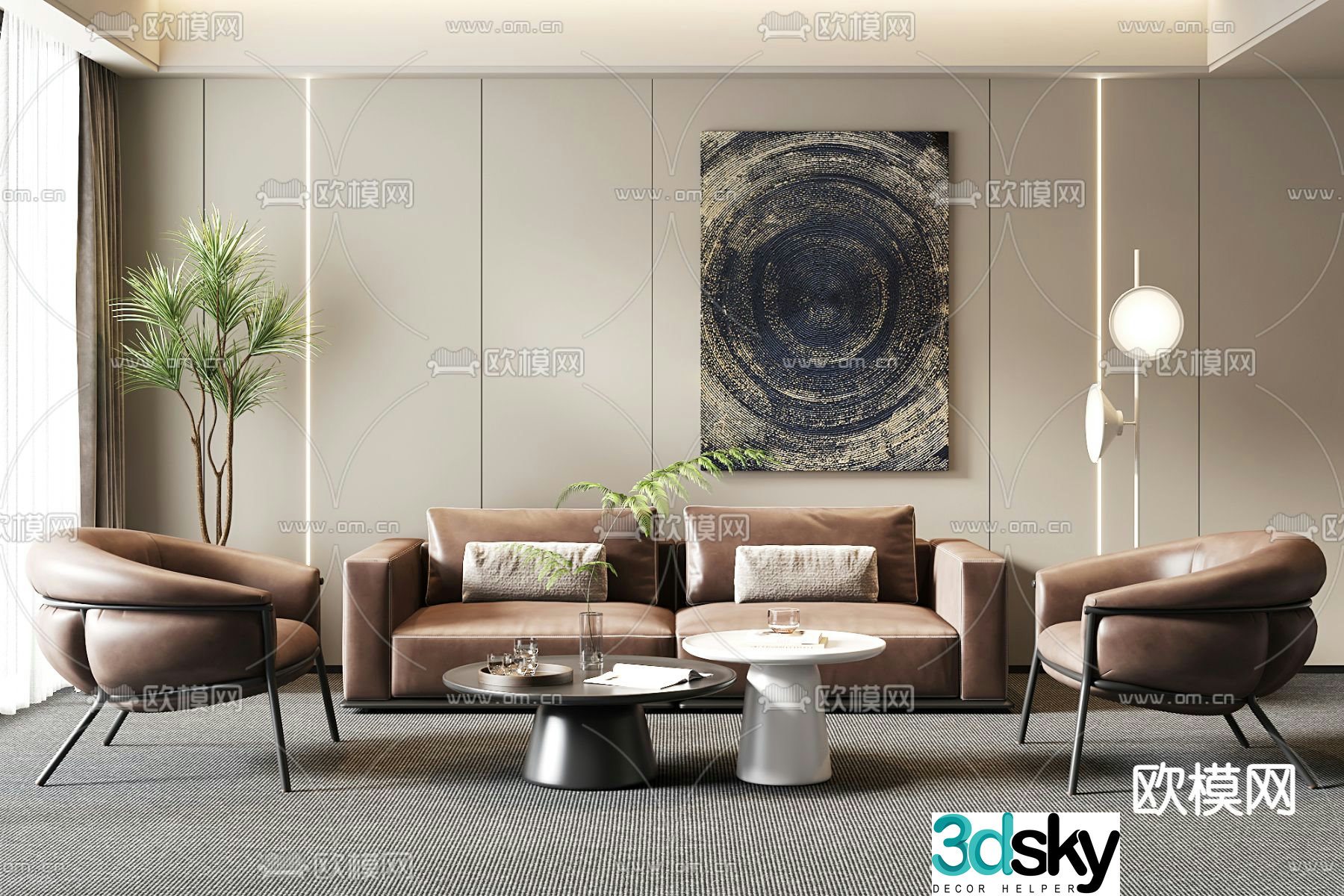 Sectional sofa office sofa 3d model