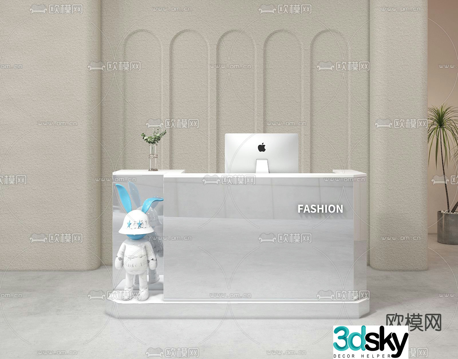 Front desk reception desk cashier 3d model