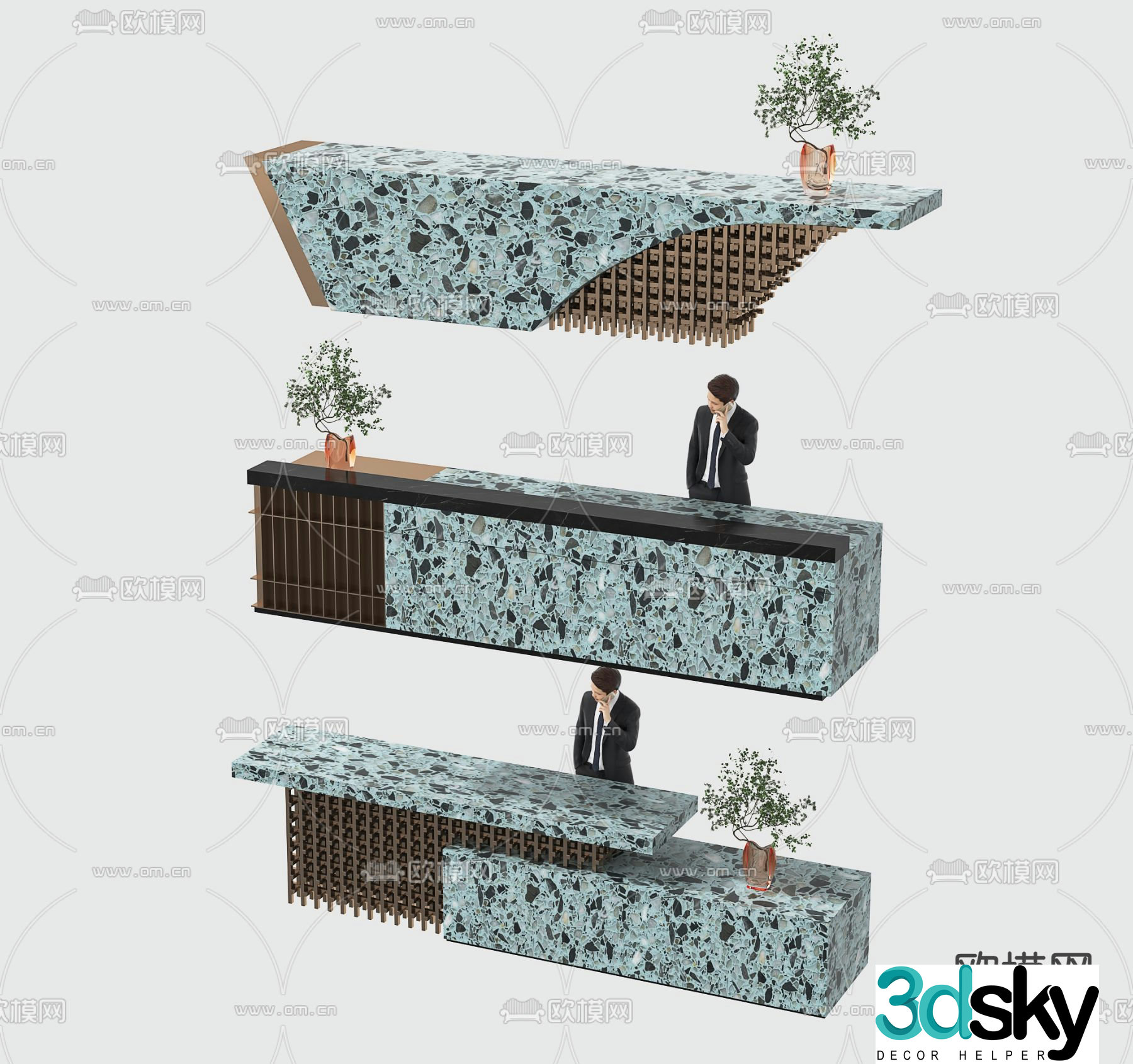 Front desk reception desk service desk information desk 3d model