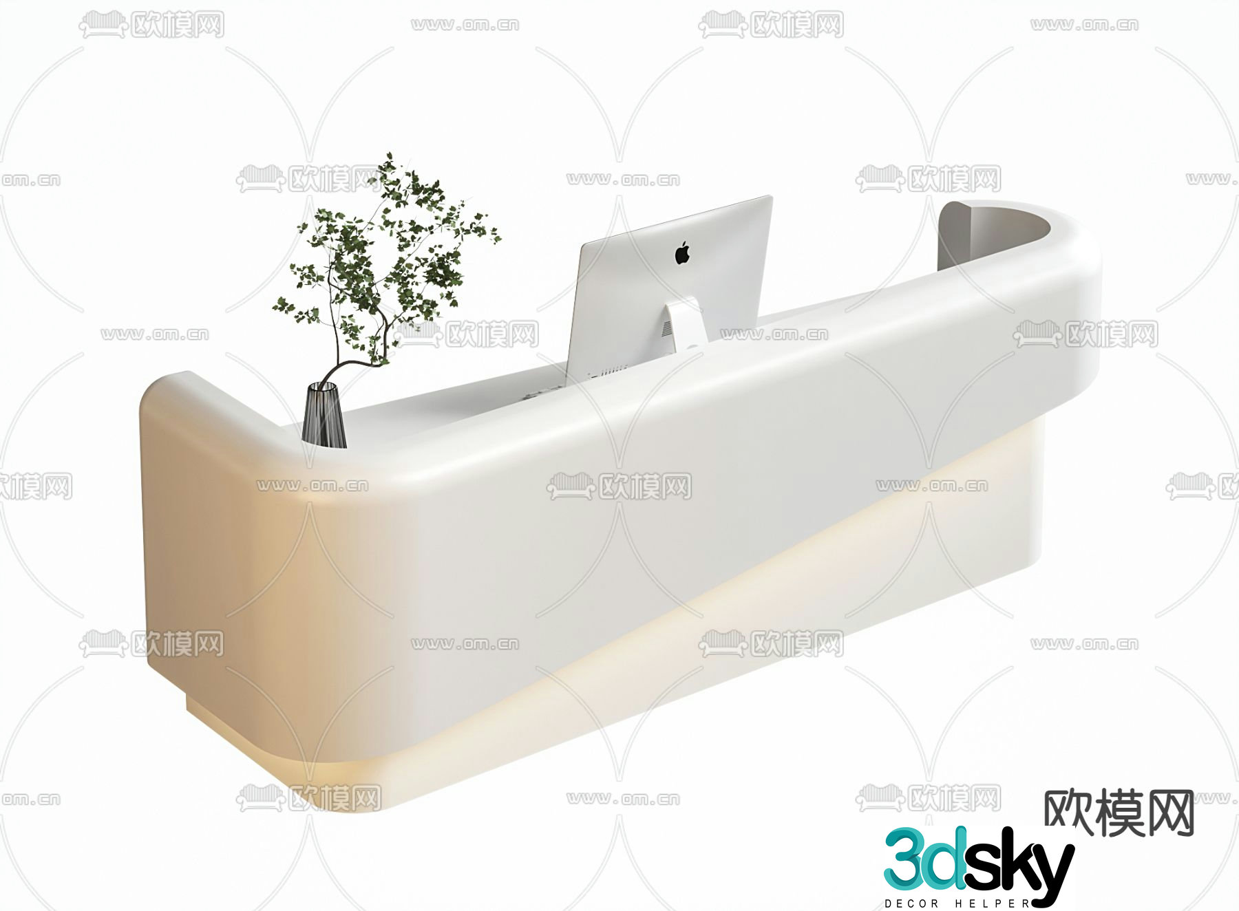 Front desk reception desk service desk 3d model