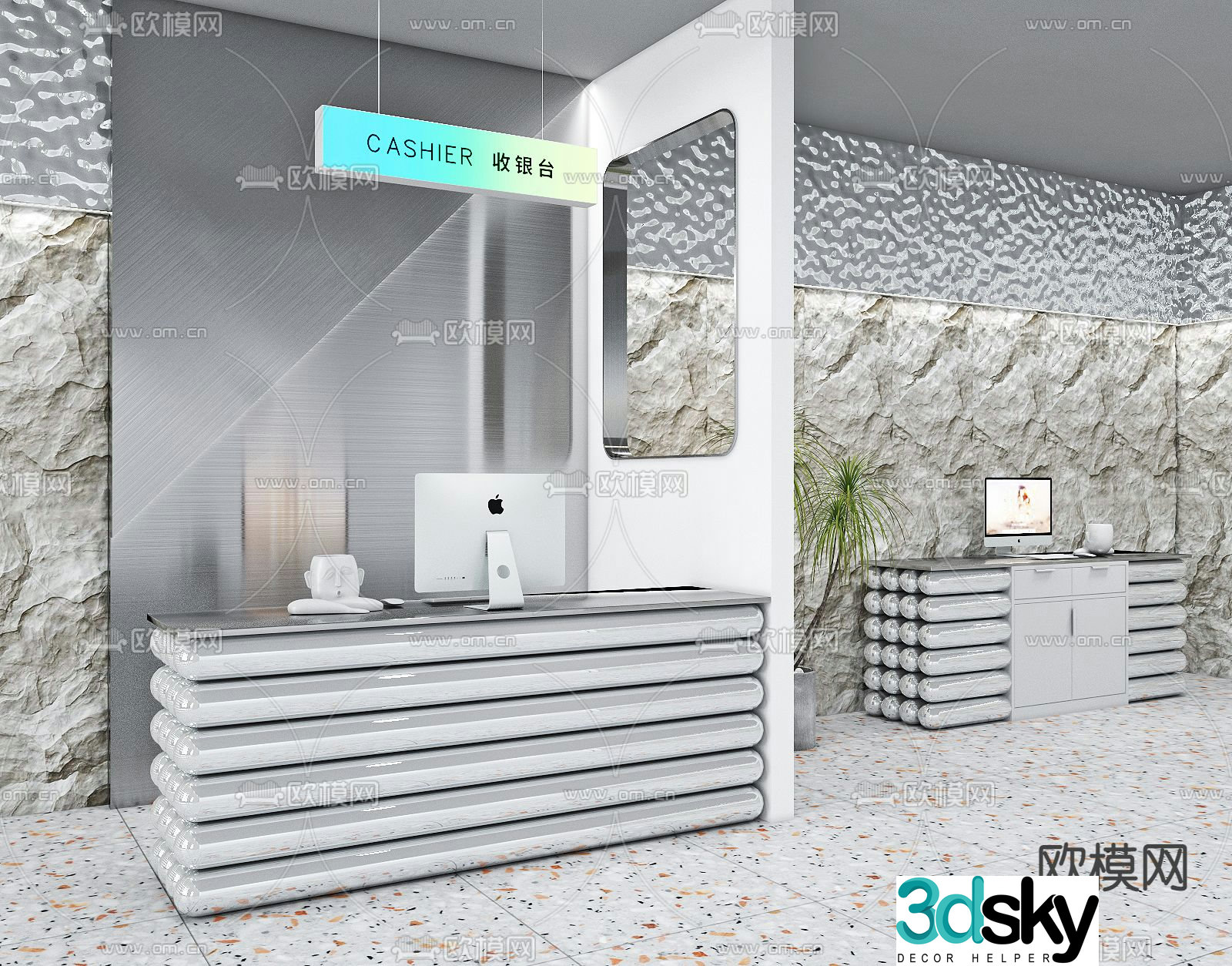 Front desk reception desk cashier desk service desk 3d model