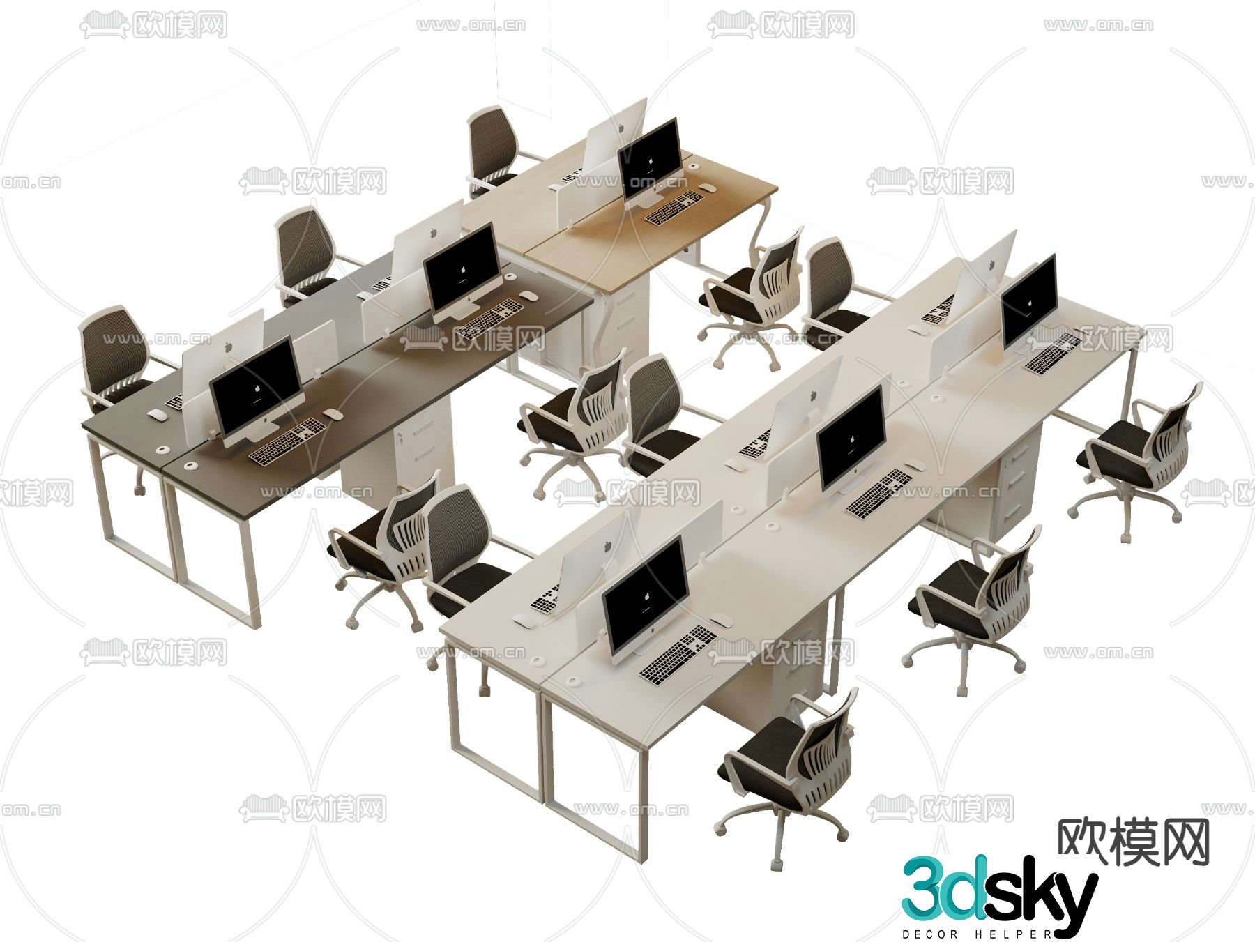 Desk post work station card position 3D model