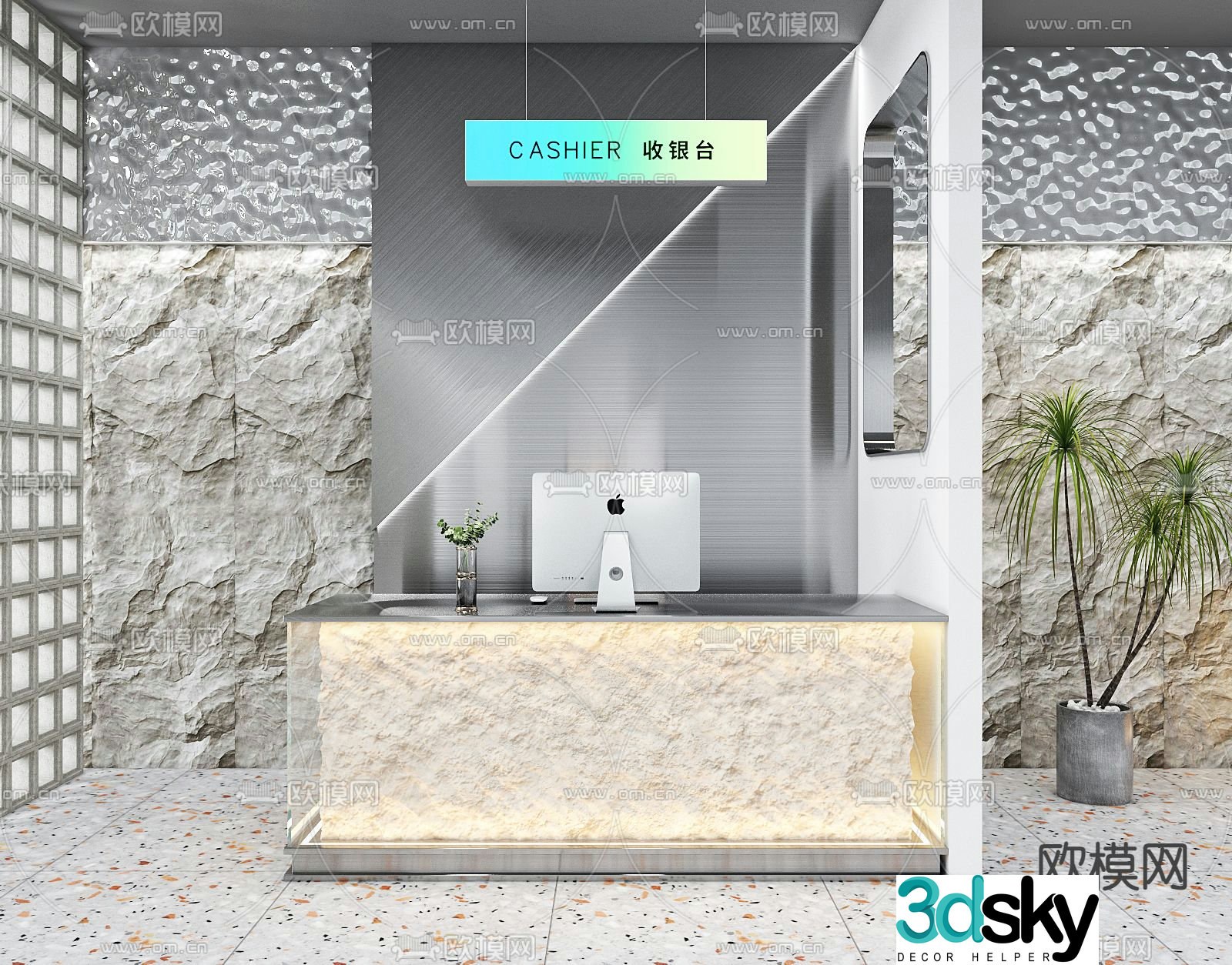 Front desk reception desk cashier desk service desk 3d model