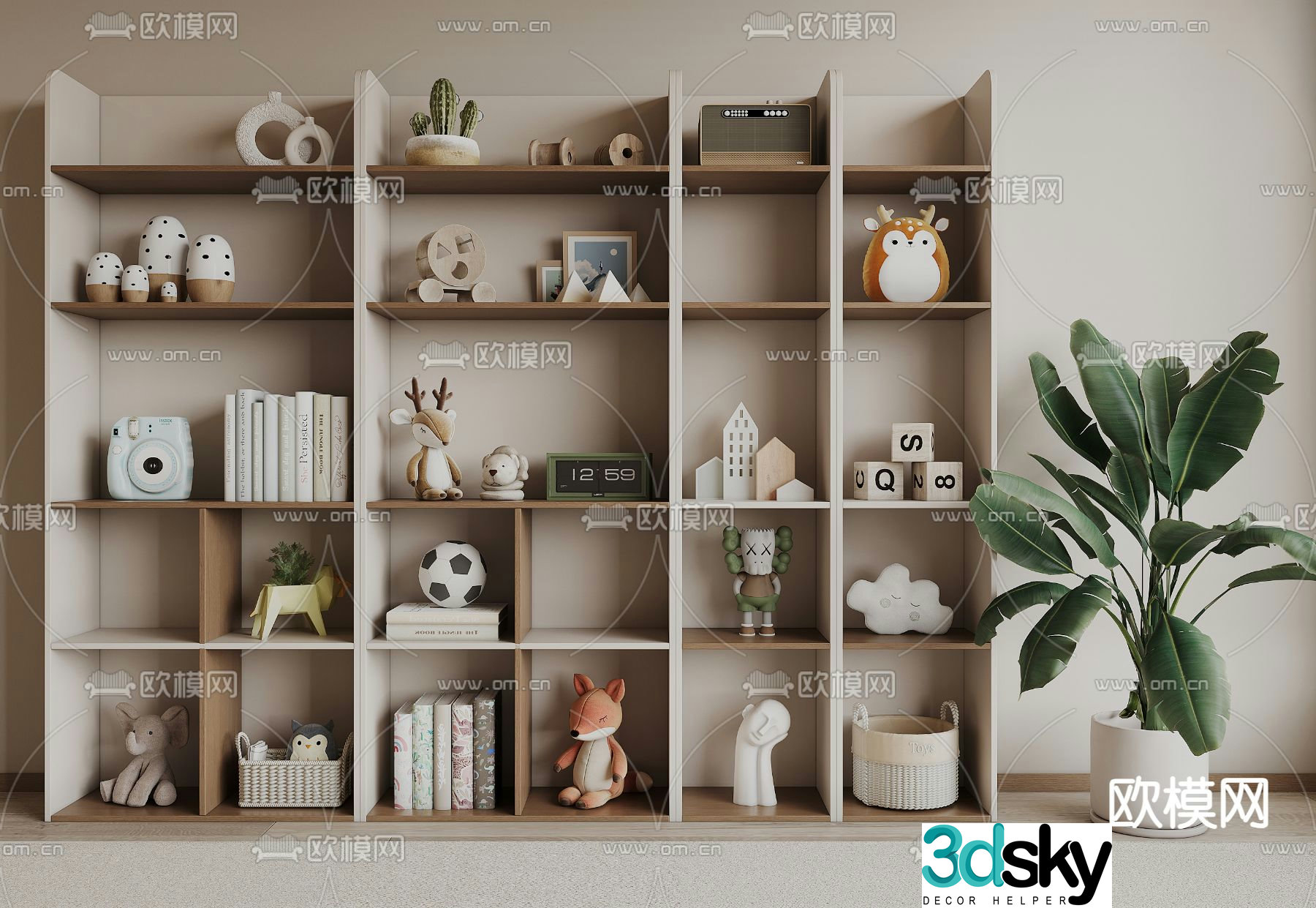 Modern children’s cabinet toy cabinet shelf 3D model
