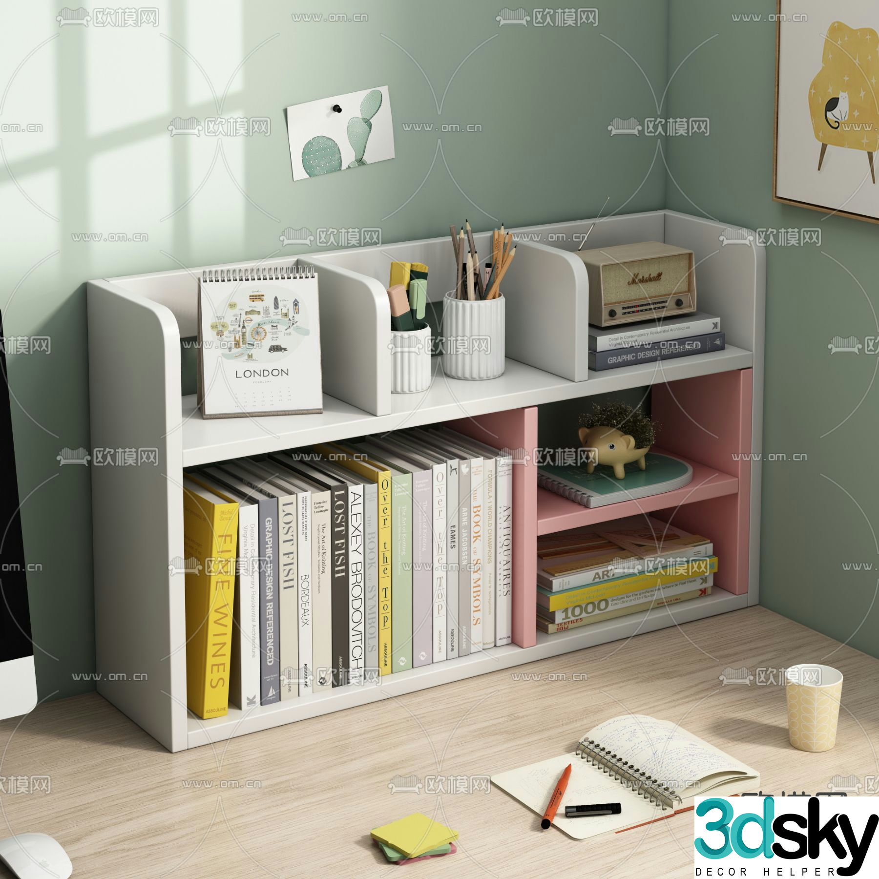 Children’s bookcase low cabinet 3d model