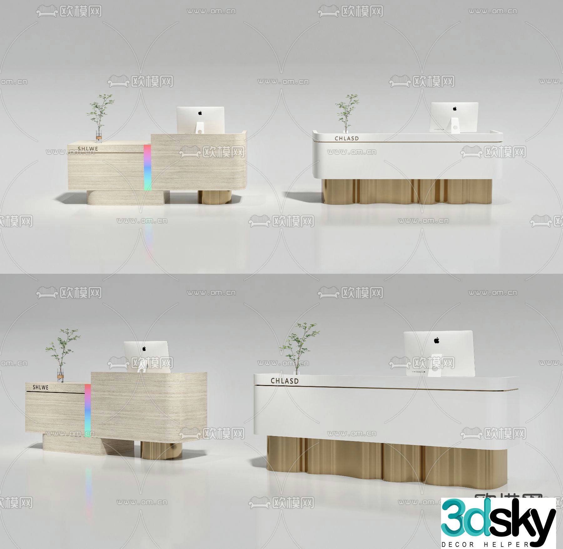 Modern front desk reception desk cashier 3d model