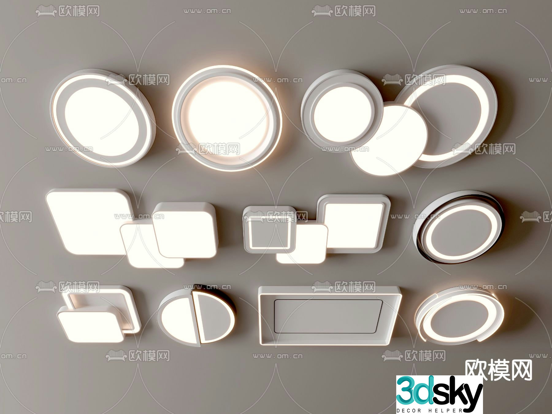 Geometric ceiling light Bedroom light 3d model