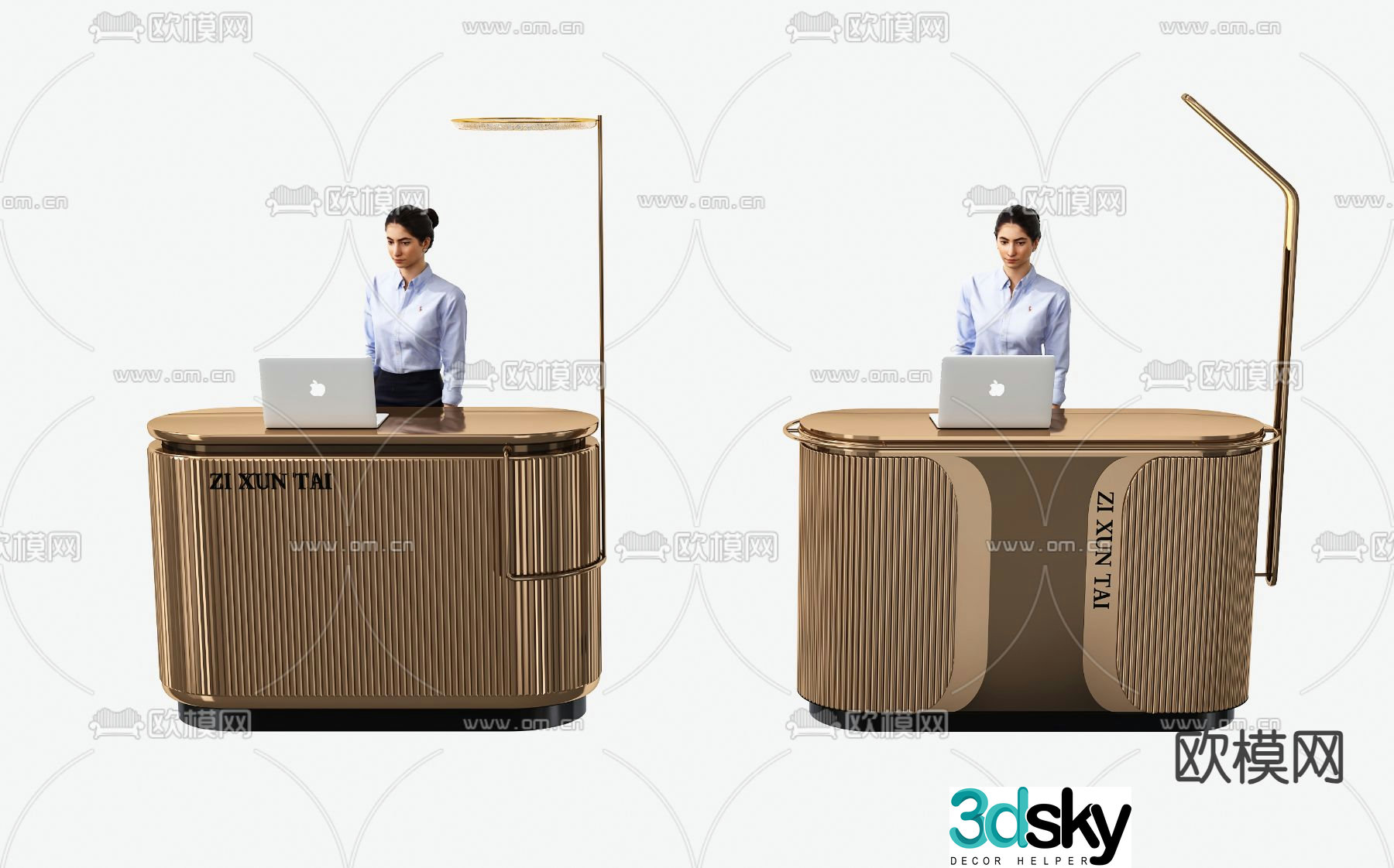 Modern front desk welcome desk reception desk information desk 3d model