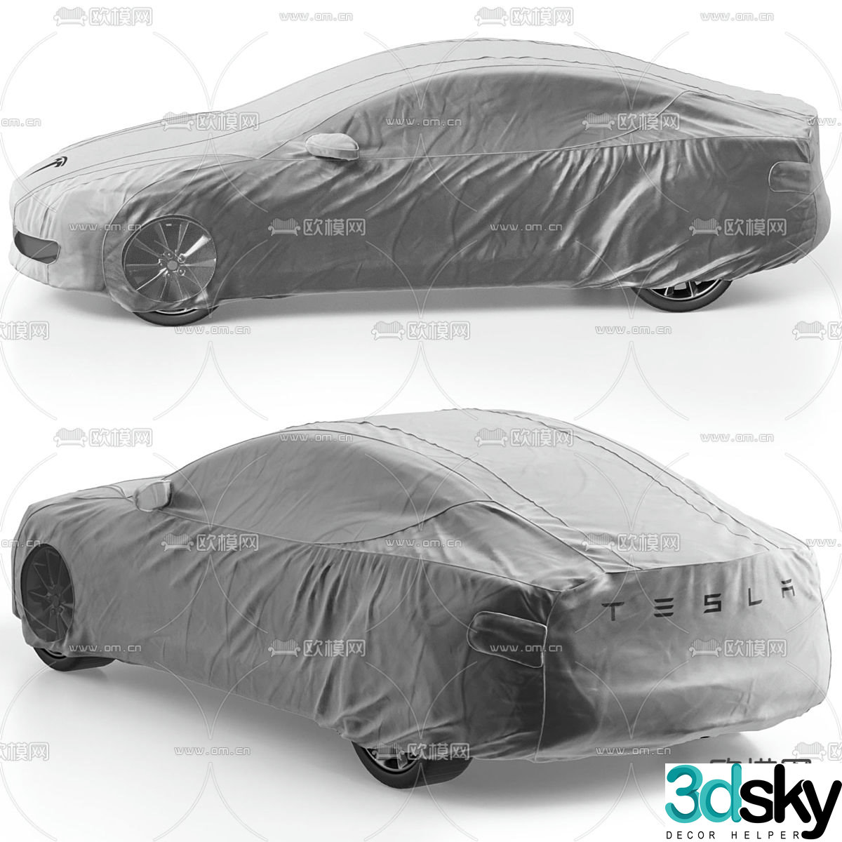 Tesla car cover dust cover 3d model