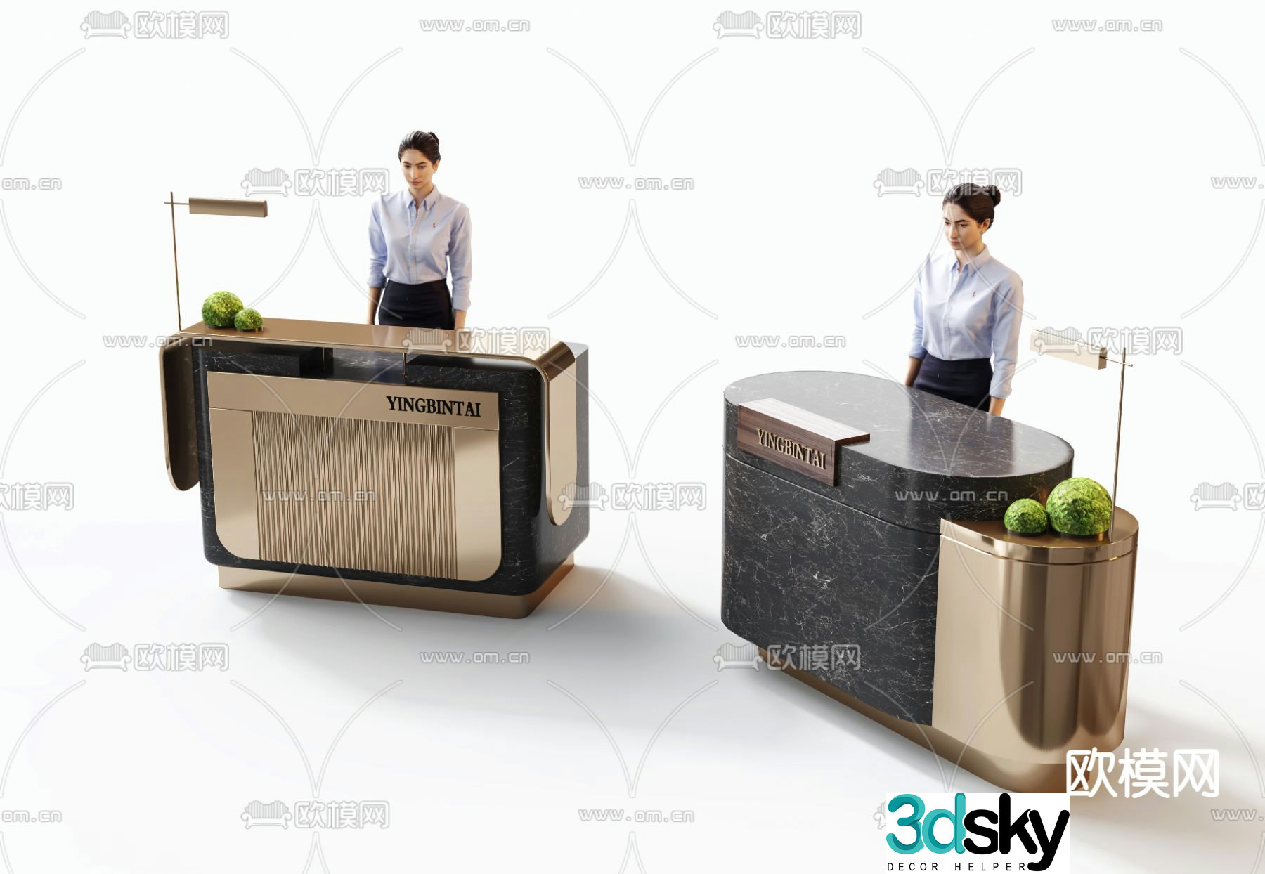Modern reception desk service desk front desk information desk 3d model