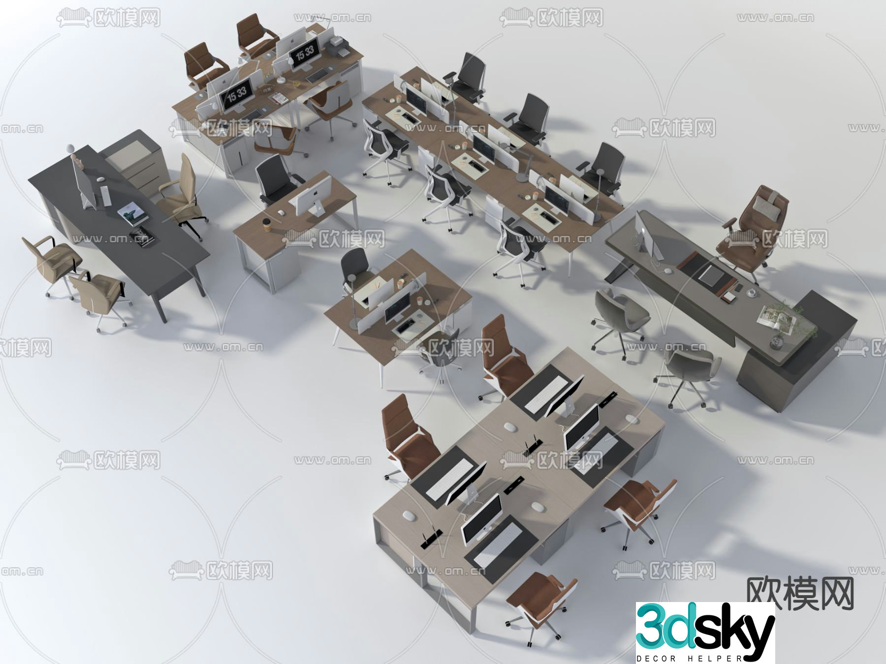 Card space desk work station post 3d model