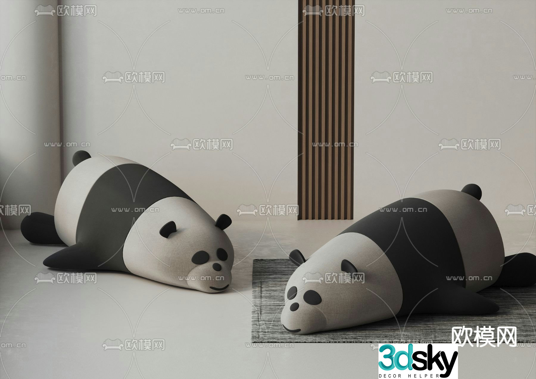 Panda pillow cushion plush toy 3d model