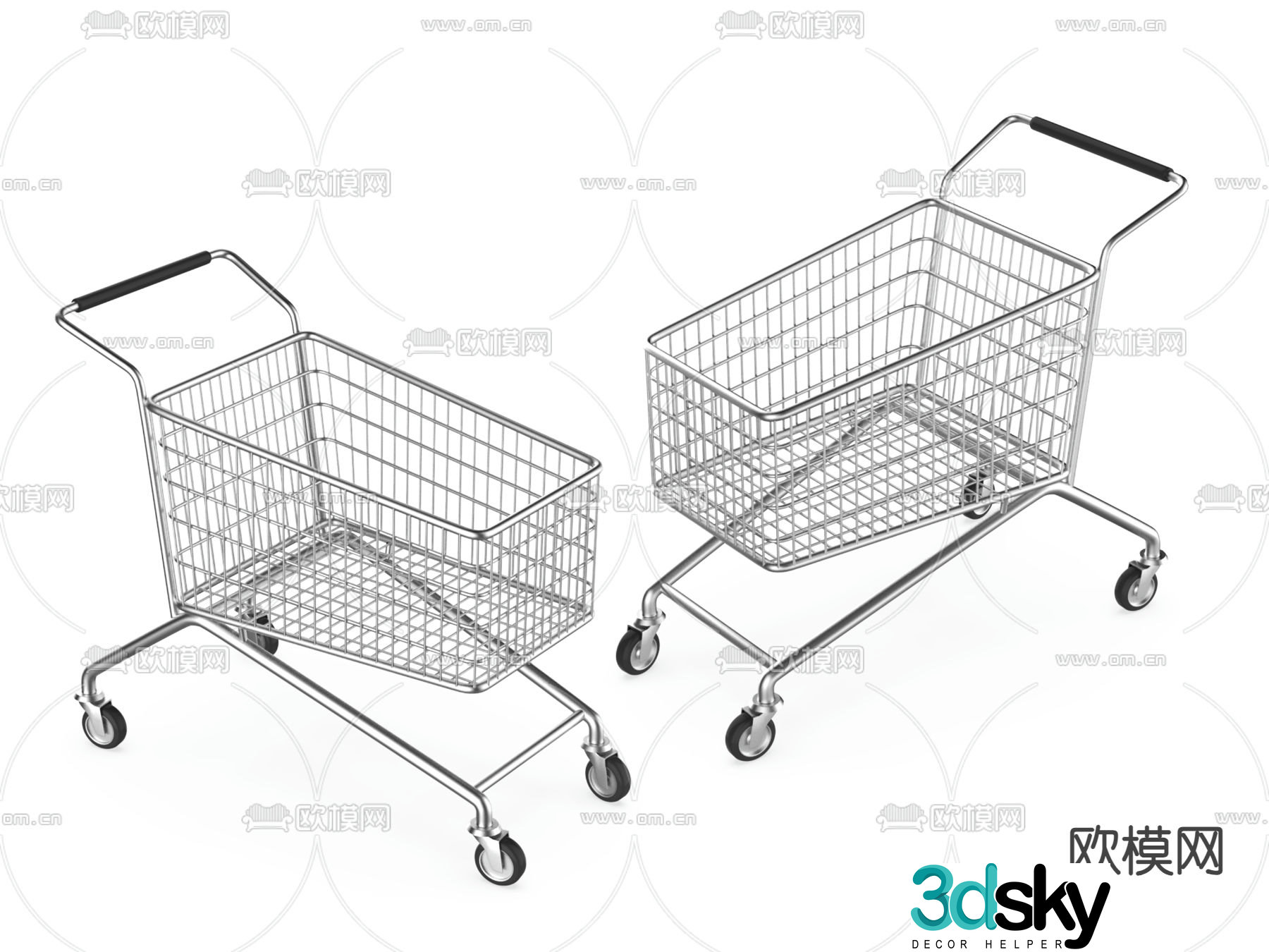 Supermarket shopping cart trolley 3d model