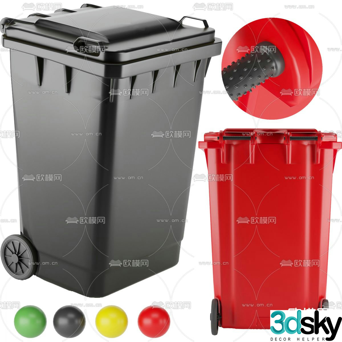 Public trash can classified trash 3d model