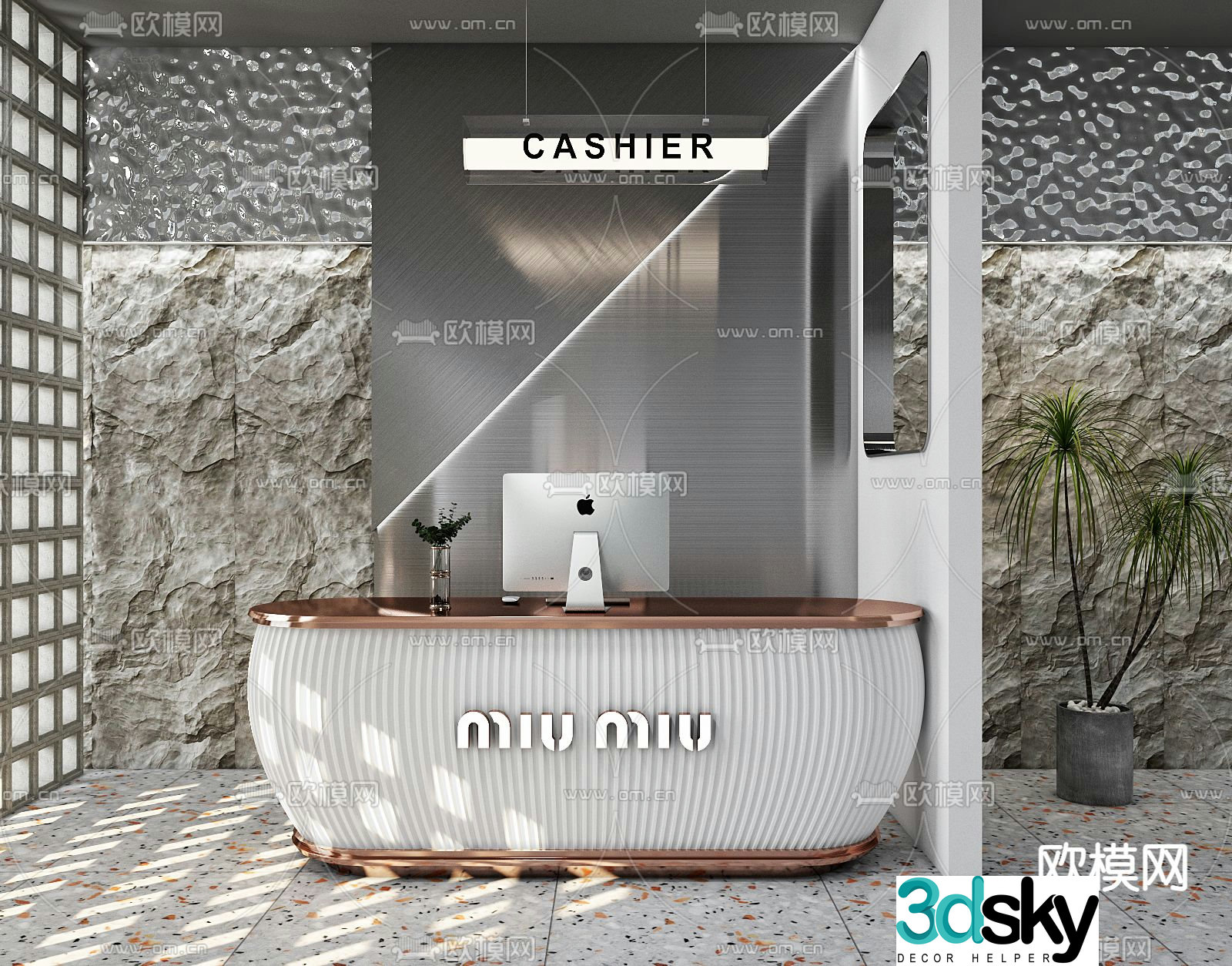 Front desk reception desk cashier desk service desk 3d model