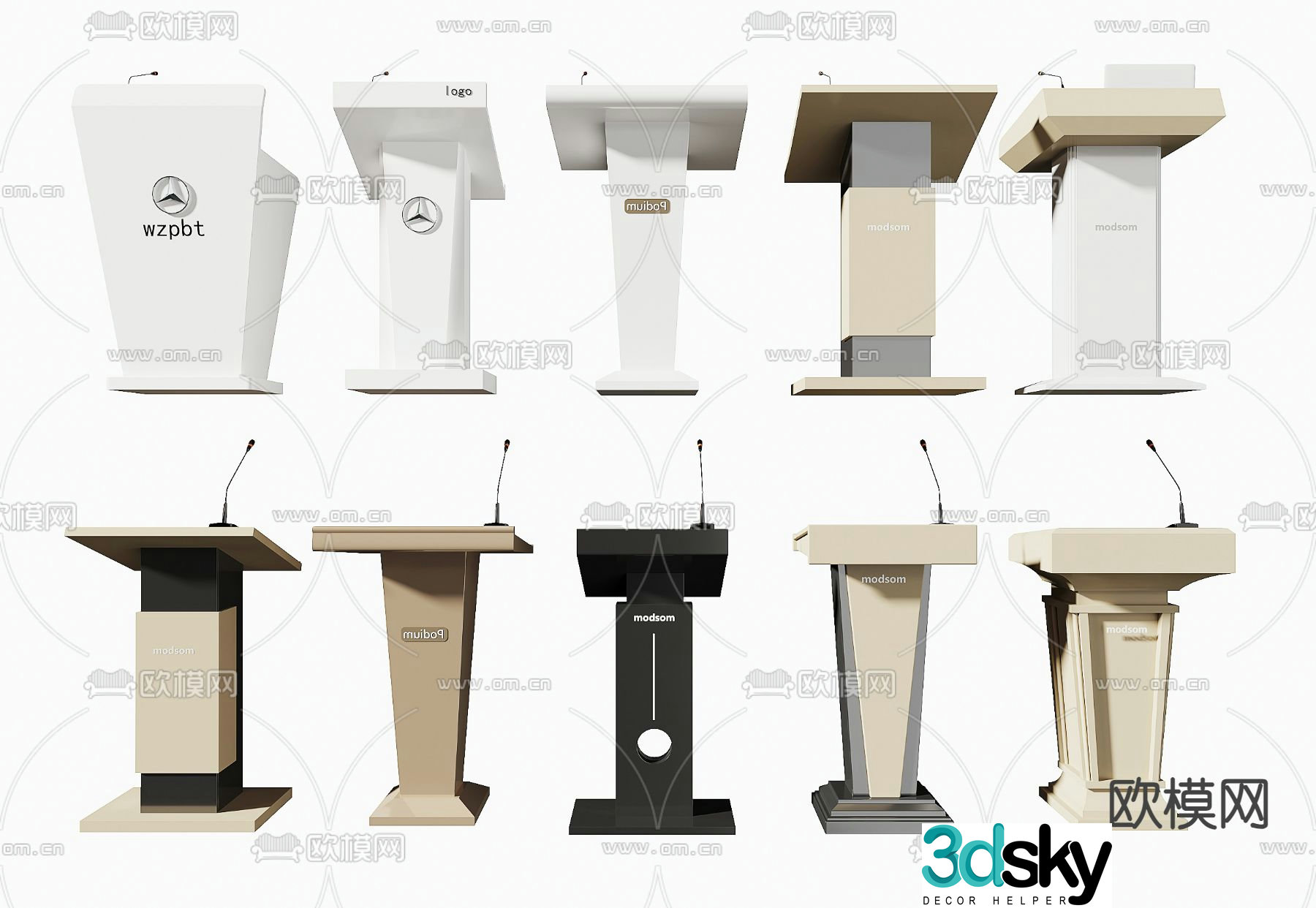 Lecture podium host podium award podium 3D model