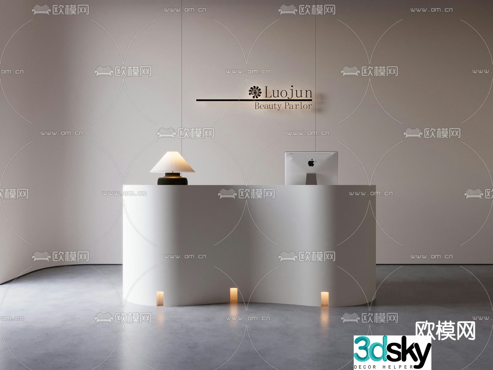Modern front desk reception desk service desk information desk 3d model