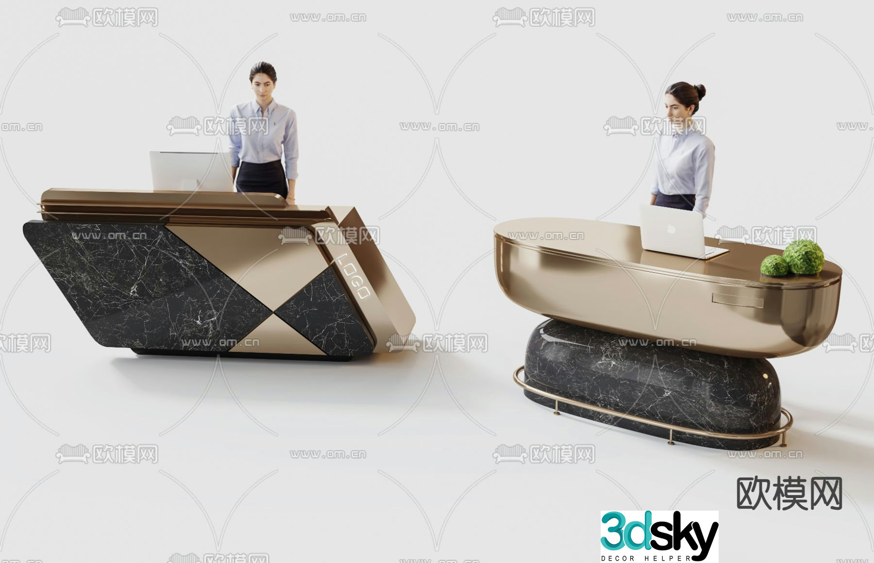 Reception desk front desk information desk 3d model