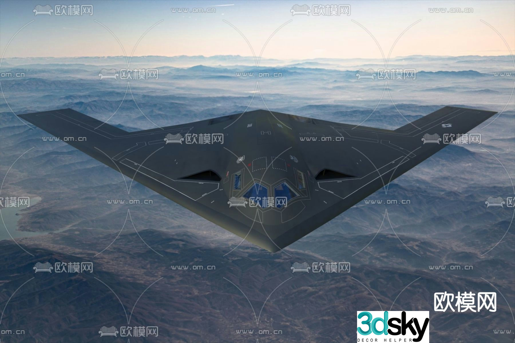 Stealth aircraft nuclear powered bomber 3d model