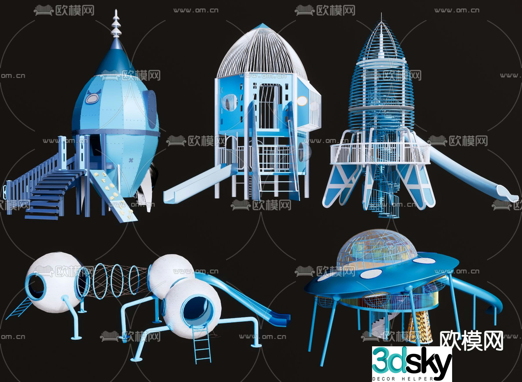 Rocket slide amusement equipment 3d model