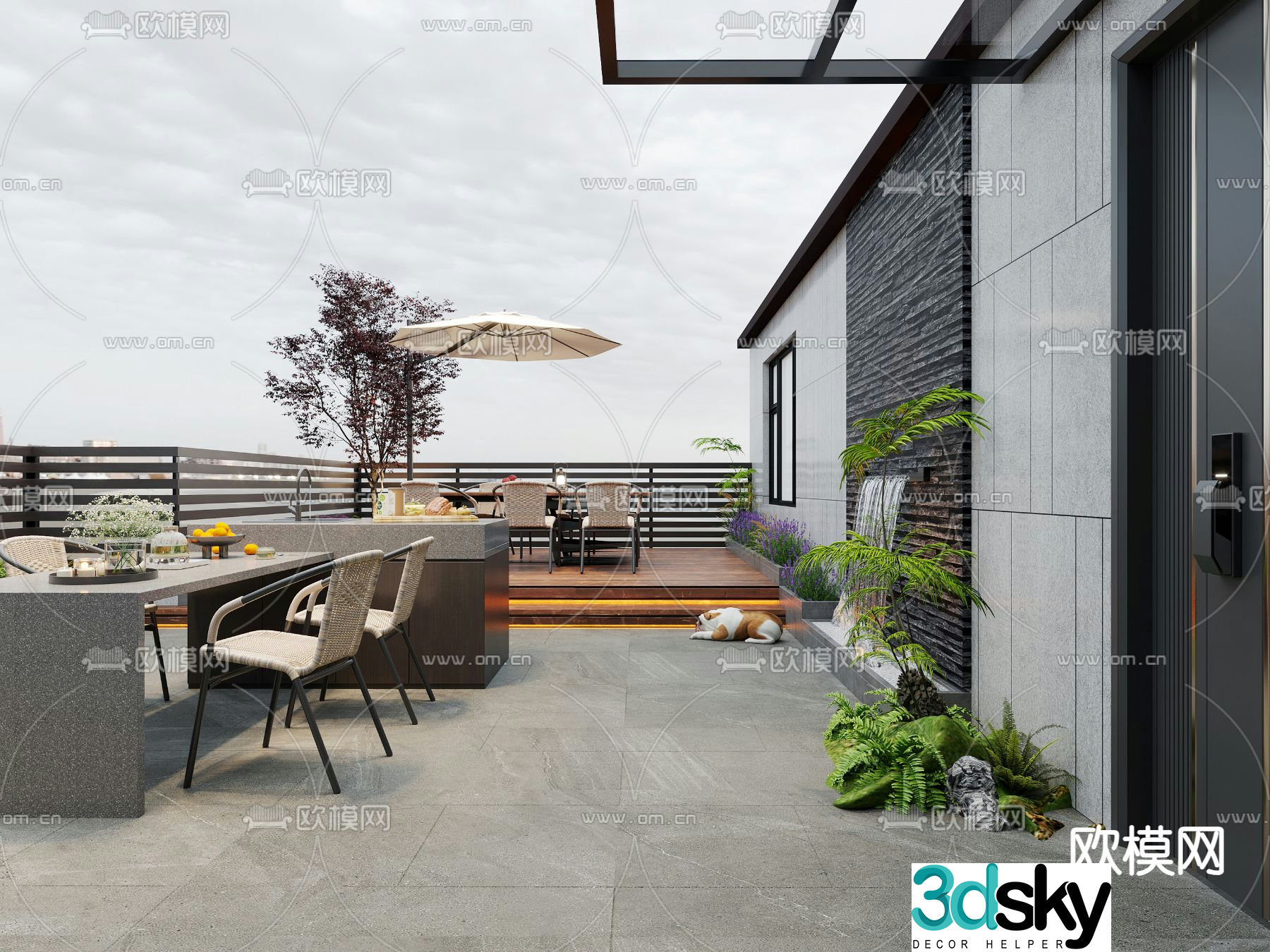 Roof Garden Terrace Balcony 3d model