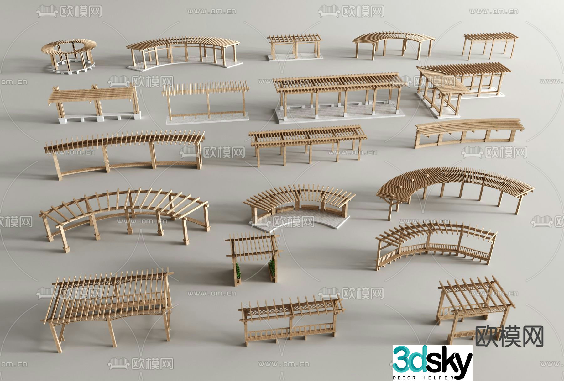 Landscape Gallery Flower Rack Corridor Grape Rack 3D Model