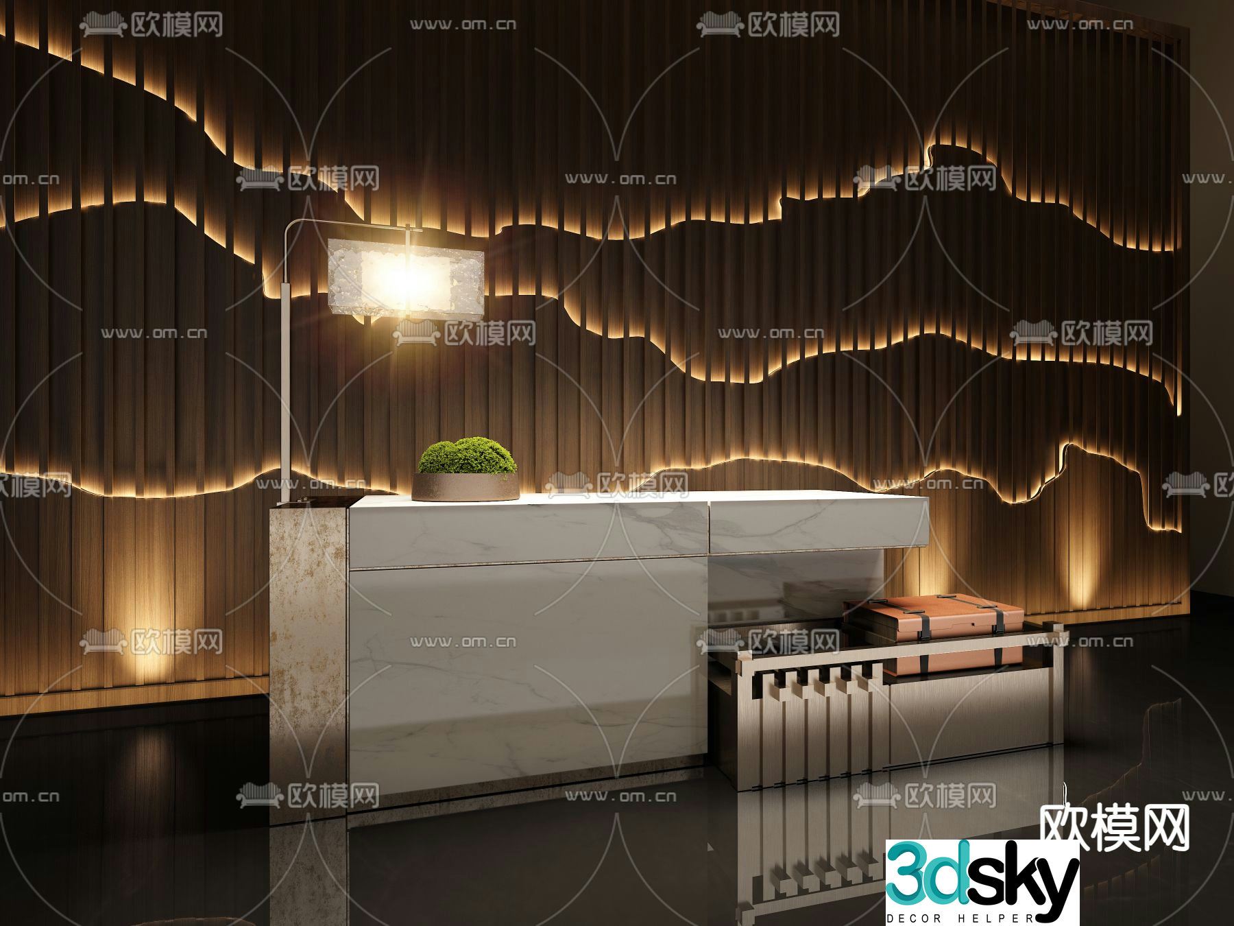 New Chinese style front desk reception desk information desk service desk 3D model