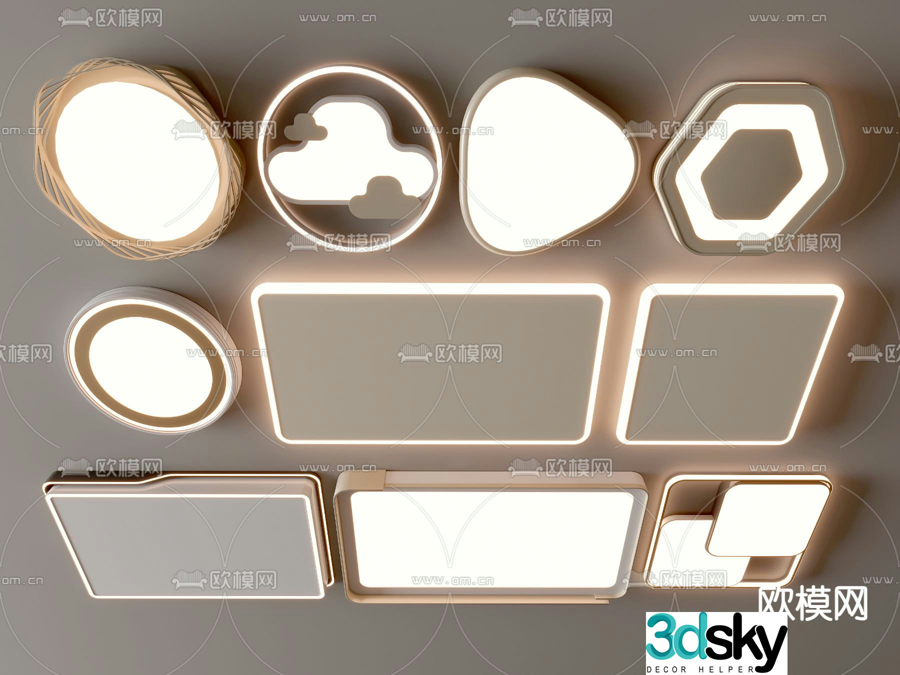 Geometric ceiling light Bedroom light 3d model