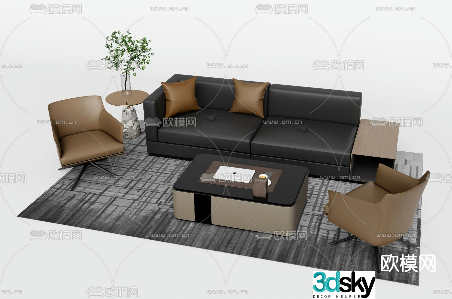 Modern office sofa reception sofa 3d model