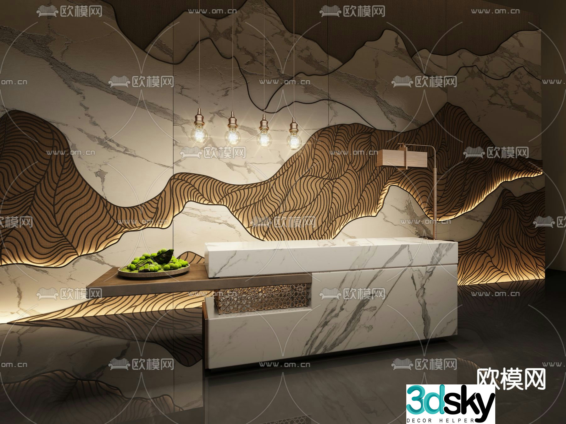 New Chinese style front desk reception desk service desk 3d model