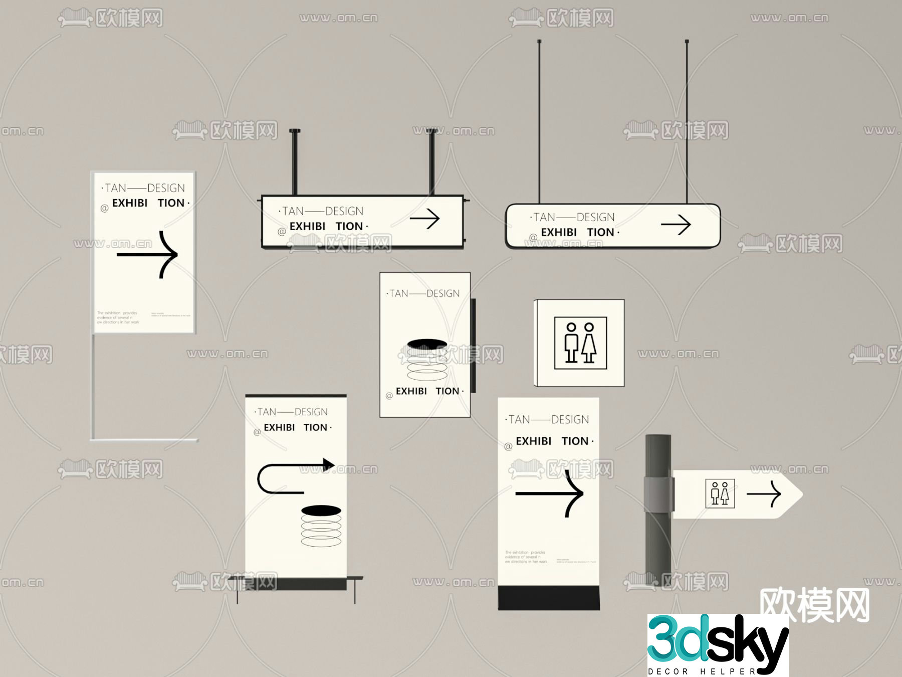 signage guide sign signage 3d model