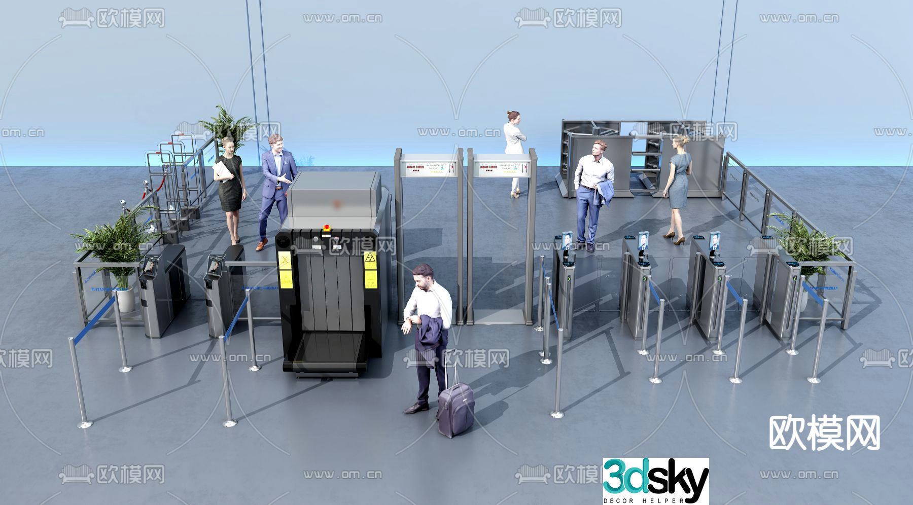 Security inspection machine indoor gate 3D model