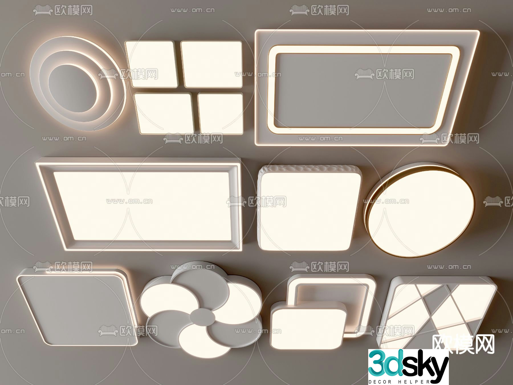Geometric ceiling light Bedroom light 3d model