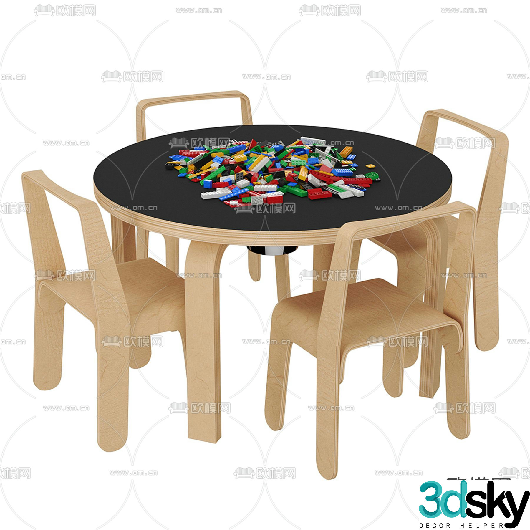 Children’s table and chair toy table 3d model