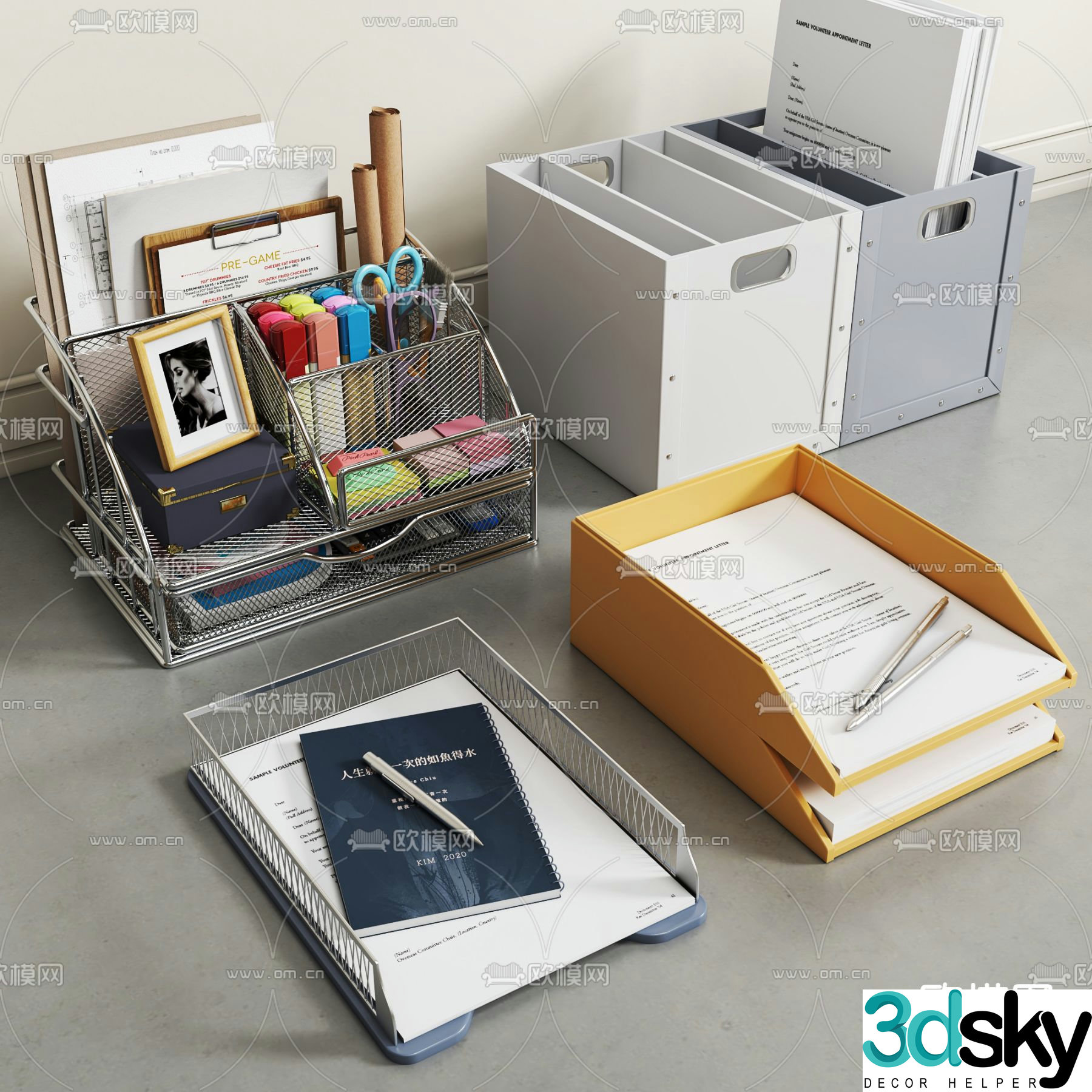 Office supplies folder storage rack 3d model